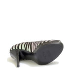 Women's EYE Zebra Print Leather Suede High Heel Shoes G 125 - Black Silver
