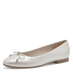 Women's Tamaris 1-22105-44 Vegan Ballet Flat Pump Shoes K 19 - Pearl White