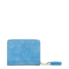 Women's Long & Son Cute Cat Small Credit Card and Purse Wallet with Tassel 12294-C - Baby Blue
