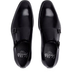 Men's John White Monkton Double Monk Leather Shoes - Black