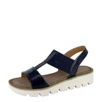 Women's Cipriata Aladina L221 Elasticated Wedge Sandals - Navy Patent