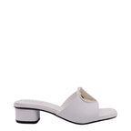 Women's CIARA Kai Heart Trim Low Heel Mules - White