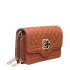 Women's BESSIE Small Quilted Flap Over Cross Body Bags BJ5663 - Tan