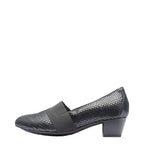 Women's Waldläufer Hilaria 358505 190 011 Wide Fitting Leather Court Shoes - Black Anthrazit