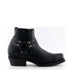 Men's Grinders Renegade Lo Leather Cowboy Biker Boots with Rubber Sole - Black
