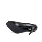 Women's EYE Peep-Toe Leather High Heel Court Shoes F 112 - Black