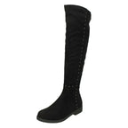 Women's SPOT-ON Studded Knee High Boots F 50851 - Black