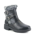 Women's Dr Keller Phoenix Faux Fur Lined Biker Ankle Boots A9424 - Black