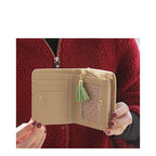 Women's Long & Son Cute Dog Small Credit Card and Purse Wallet with Tassel 12294 - Brown