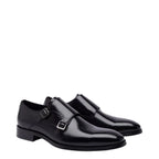Men's John White Monkton Double Monk Leather Shoes - Black
