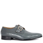 Men's VITELO Ostrich Print Leather Monk Shoes M 57 - Grey