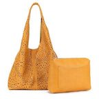 Women's Long & Son Mesh Summer Beach & Shopping Tote Handbag J69010 - Mustard
