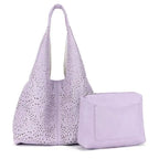 Women's Long & Son Mesh Summer Beach & Shopping Tote Handbag J69010 - Lilac