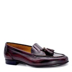 Men's Holborn Carnaby Premium Leather Tassel Loafer Shoes - Burgundy