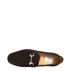 Men's VITELO Snaffle Trimmed Leather Suede Loafer Shoes M 62 - Black Suede