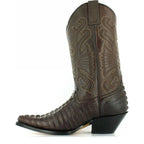 Men's Grinders Carolina Crocodile Leather Cowboy Western Mid-Calf Boots - Brown
