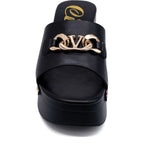 Women's CIARA Freya Mid Block Heel Clog Mule Sandals - Black