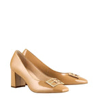 Women's HÖGL Rosette 0-175024 Patent Leather Pump Court Shoes HO 86 - Toffee