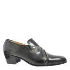 Men's VITELO Plain Leather Cuban Heel Shoes PC 9 - Black