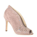 Women's HÖGL 7-10-9392 Crystal Leather Suede High Heel Shoes HO 110 - Smoke Pink
