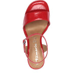 Women's Tamaris 1-28342-44 Flared Heeled Sandals K 21 - Red Patent