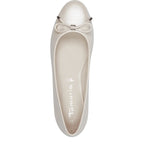 Women's Tamaris 1-22105-44 Vegan Ballet Flat Pump Shoes K 19 - Pearl White