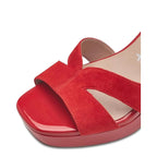 Women's Tamaris 1-28309-42 Strappy Leather Heeled Sandals - Red