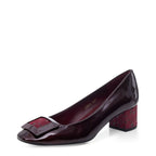 Women's EYE Mid Heel Patent Leather Court Shoes G 128 - Burgundy