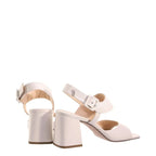 Women's HÖGL Julie 7-106510 Trapezoid Heeled Leather Sandals - Cream