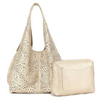Women's Long & Son Mesh Summer Beach & Shopping Tote Handbag J69010 - Gold