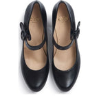 Women's Eye Mary Jane Block Heel Leather Shoes G 130 - Black