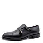Men's Holborn Jermyn Double Monk Strap Leather Shoes - Black