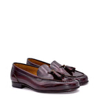 Men's Holborn Carnaby Premium Leather Tassel Loafer Shoes - Burgundy