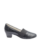 Women's Waldläufer Hilaria 358505 190 011 Wide Fitting Leather Court Shoes - Black Anthrazit
