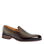 Men's VITELO Ostrich Print Leather Loafer Shoes M 67 - Brown Ostrich