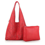 Women's Long & Son Mesh Summer Beach & Shopping Tote Handbag J69010 - Red