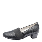 Women's Waldläufer Hilaria 358505 190 011 Wide Fitting Leather Court Shoes - Black Anthrazit