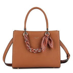 Women's Long & Son Medium Tote & Cross Body Satchel Bag OF6010 - Brown