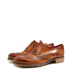 Women's VITELO Brogue Leather Lace-Up Shoes G 104 - Tan