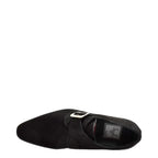 Men's VITELO Classic Monk Leather Shoes M 47 - Black Suede