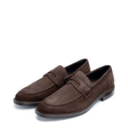 Men's John White Banff Leather Penny Loafer Shoes - Brown Suede