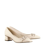 Women's HÖGL 3-104020 Amber Classic Pump Leather Court Shoes HO 79 - Ecru 1100