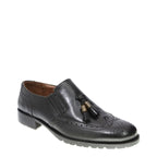 Women's VITELO Brogue & Tassel Leather Loafer Shoes F 68 - Black