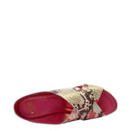 Women's EYE Multi Print Cross Over Wedge Leather Mule Sandals G 100 - Pink Multi
