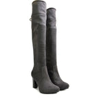 Women's PEDRO MIRALLES 21347 Stretch Over Knee High Heel Boots - Grey Suede