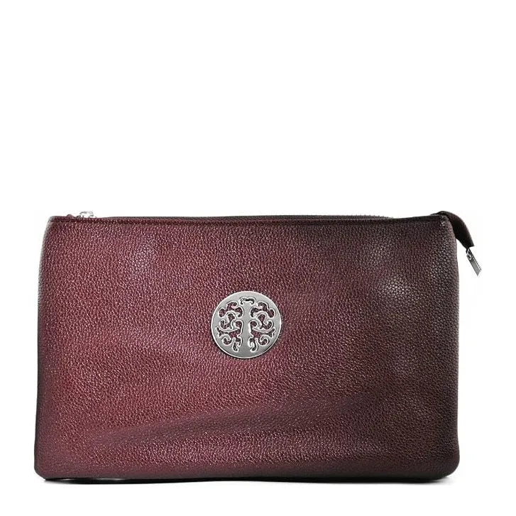 Women's Long &amp; Son Medium Clutch, Wristlet, Shoulder, Cross-Body Bags 23321 - Wine
