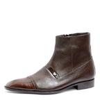 Men's VITELO Soft Leather and Patent Toe Cap Boots M 35 - Brown