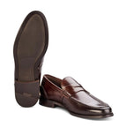 Men's John White Downey Penny Loafer Leather Shoes - Brown