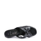 Women's Lucia Cross Strap Mid Wedge Mule Sandals - Black