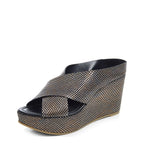 Women's EYE Cross Over Leather Wedge Mule Sandals G 99 - Bronze